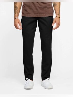 Cove Pants Mens 34x30 Chino Slim Straight Elastic Waist Cotton Stretch Black